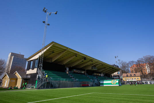 Vy över Hammarby IP mot nya huvudläktaren innan