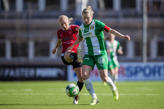 Hammarbys Olga Ekblom och Limhamn Bunkeflos Mia Persson