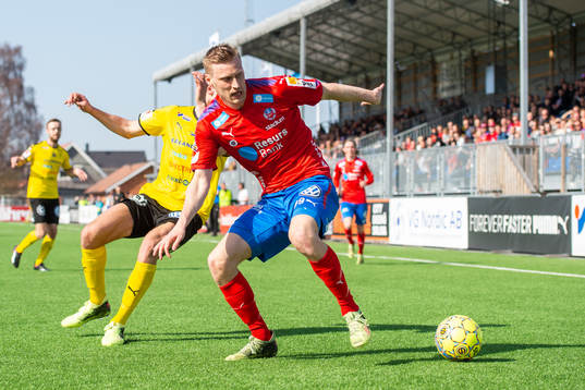 Helsingborgs Andri Rúnar Bjarnason under en fotbollsmatch