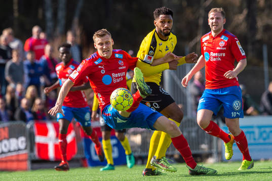 Helsingborgs Andri Rúnar Bjarnason under en fotbollsmatch