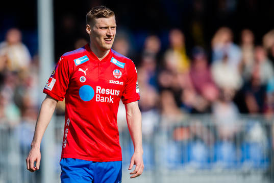 Helsingborgs Andri Rúnar Bjarnason under en fotbollsmatch