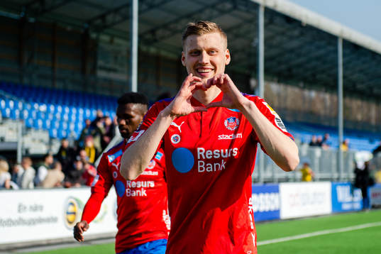 Helsingborgs Andri Rúnar Bjarnason jublar