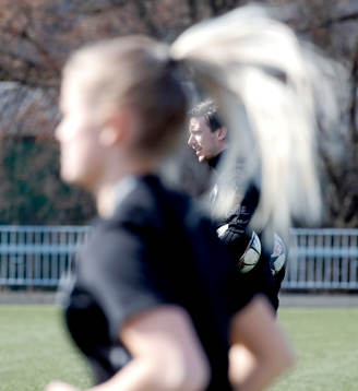 Mallbackens tränare Filip Rinstad före fotbollsmatchen i
