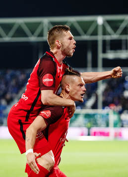 Vito Wormgoor of Brann celebrates scoring 1-2