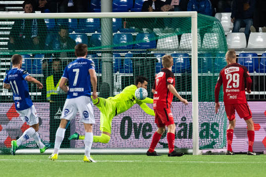 Goalkeeper Samuel Sahin-Radlinger of Brann with a save