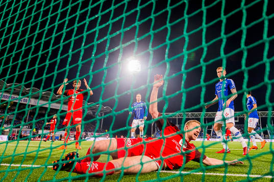 Peter Orry Larsen of Brann reacts