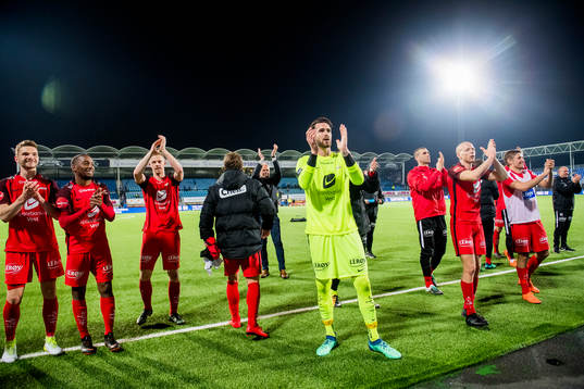 Goalkeeper Samuel Sahin-Radlinger of Brann celebrates with