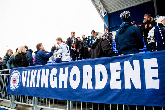 Viljar Helland Vevatne of Viking with the supporters