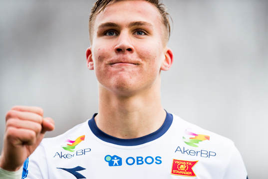 Leo Skiri Østigaard of Viking celebrates