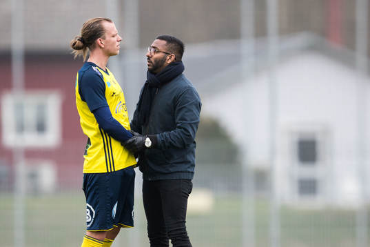 Ängelholms Sebastian Carlsen och tränare Alexander Tengryd