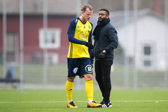 Ängelholms Sebastian Carlsen och tränare Alexander