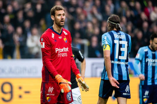 Djurgårdens målvakt Andreas Isaksson deppar