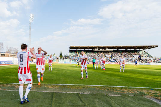 Slobodan Vuk of Tromsø celebrates with teammate Runar