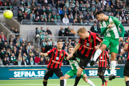 Hammarbys Imad Khalili gör 1-0 på nick