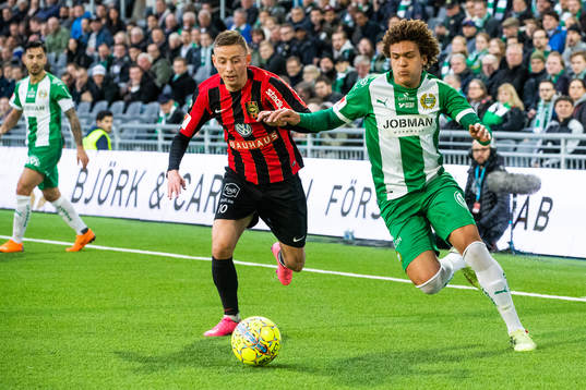 Brommapojkarnas Petar Petrovic och Hammarbys Neto Borges i