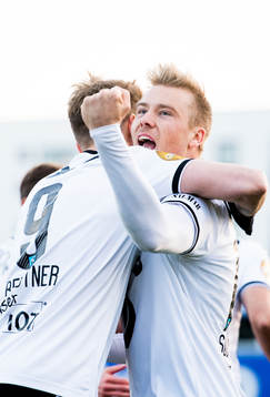 Nicklas Bendtner and Alexander Toft Søderlund of Rosenborg