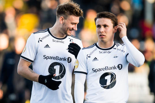 Nicklas Bendtner and Anders Trondsen of Rosenborg
