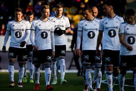 Nicklas Bendtner of Rosenborg with his teammates