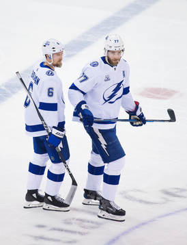 Tampa Bays Anton Strålman och Victor Hedman