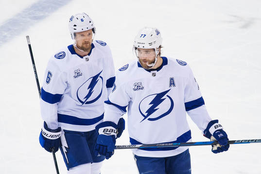 Tampa Bays Anton Strålman och Victor Hedman