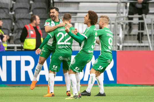 Hammarbys Muamer Tankovic jublar med lagkamrater