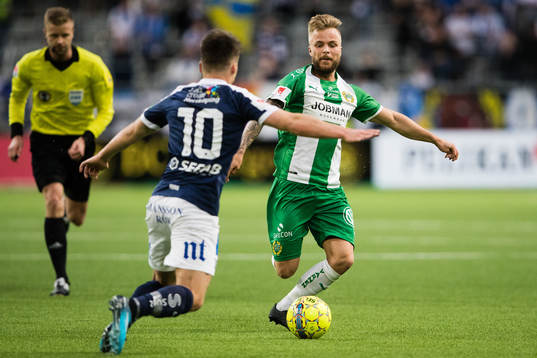 Norrköpings Simon Skrabb och Hammarbys Sander Svendsen