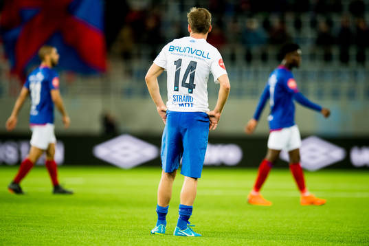 Petter Strand of Molde looks dejected