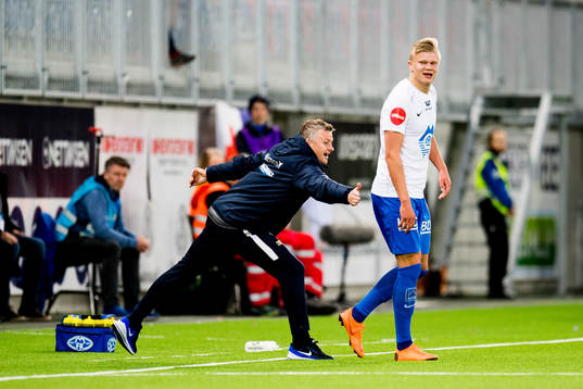 Ole Gunnar Solskjær, manager of Molde, and Erling Braut