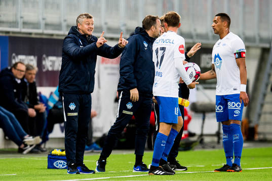 Ole Gunnar Solskjær, manager of Molde, and Fredrik Aursnes