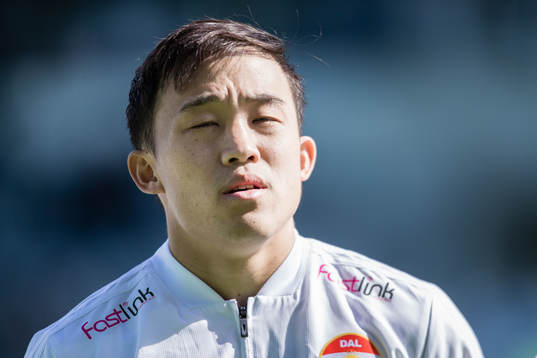 Dalkurds Yukiya Sugita innan fotbollsmatchen i Allsvenskan