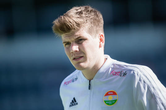 Dalkurds Oliver Berg innan fotbollsmatchen i Allsvenskan