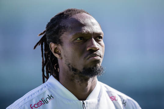 Dalkurds Kebba Ceesay innan fotbollsmatchen i Allsvenskan