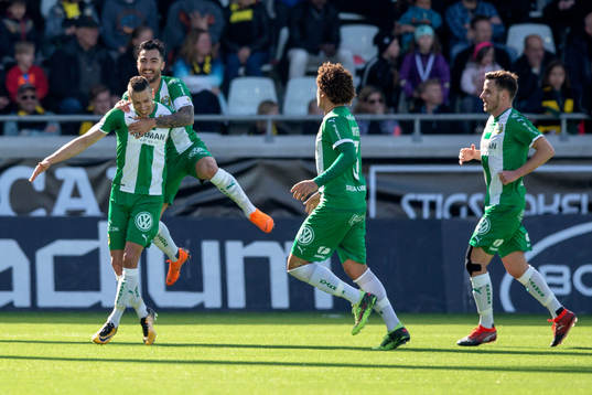 Hammarbys Nicola Djurdjic jublar med lagkamrater