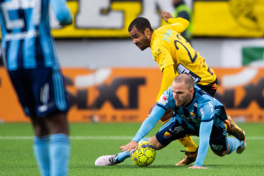 Djurgårdens Marcus Danielson och Elfsborgs Alex Dyer i