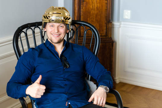 Växjös fystränare Robert Lygdbäck när Växjö firar