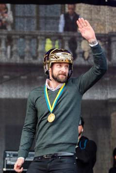 Växjös massör Lenny Anderlycke när Växjö firar