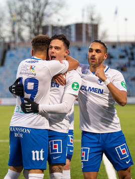 Norrköpings Jordan Larsson och Alexander Jakobsen jublar