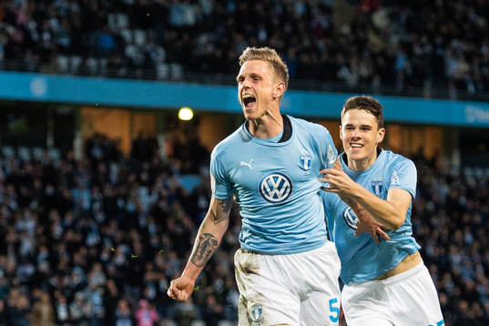 Malmö FFs Sören Rieks och Samuel Adrian jublar