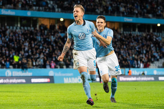 Malmö FFs Sören Rieks och Samuel Adrian jublar