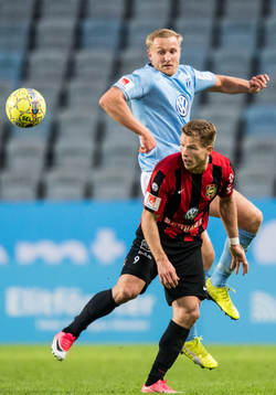 Malmö FFs Franz Brorsson och Brommapojkarnas Bajram Ajeti
