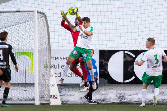 Goal keeper Arnold Origi of Sandnes Ulf competes for the