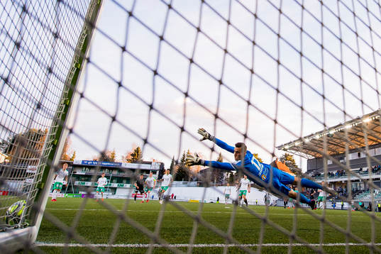 Goalkeeper Lukasz Jarosinski of HamKam with a save