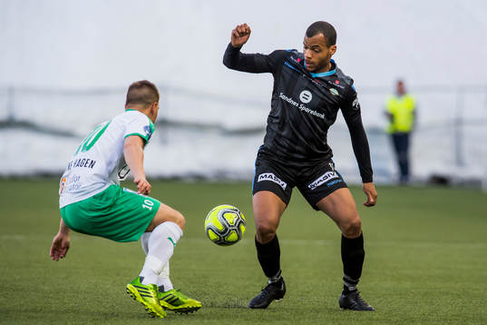 Truls Jevne Hagen of HamKam and Erixon Danso of Sandnes Ulf