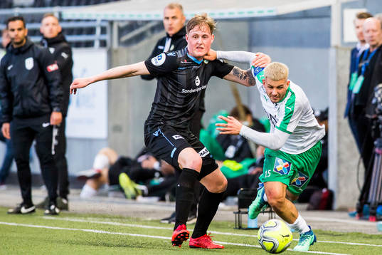 Vegard Aasen of Sandnes Ulf and Aron Leonard Dønnum of