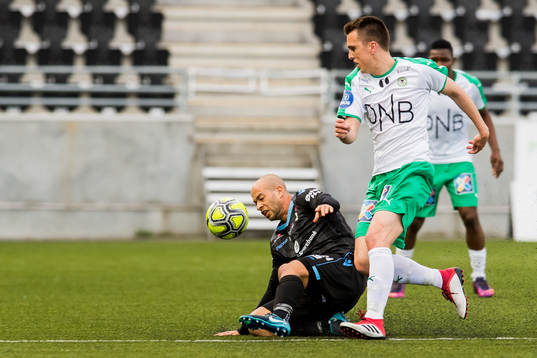 Kristian Brix of Sandnes Ulf and Ivar Sollie Rønning of