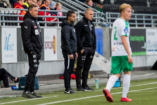 Kevin Knappen, head coach of HamKam, and Bengt Sæternes,