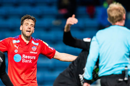 Helsingborgs Mikael Dahlberg reagerar mot ett domslut