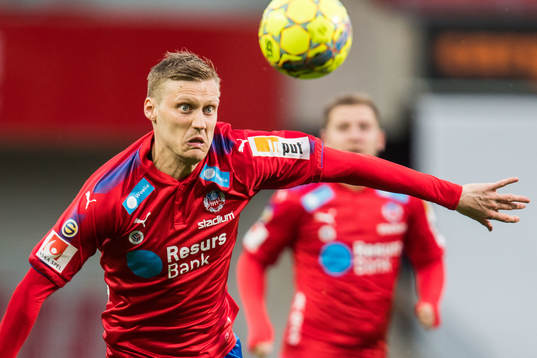 Helsingborgs Andri Bjarnasonunder fotbollsmatchen i