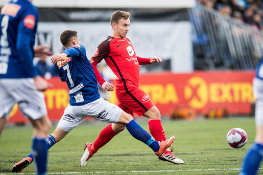 Mads Reginiussen of Ranheim and Amer Ordagic of Brann