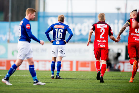 Kristoffer Løkberg of Ranheim looks dejected while Brann